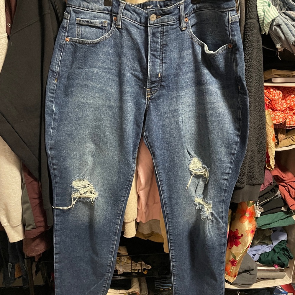 Womans Blue Distressed Jeans - Picture 1 of 11